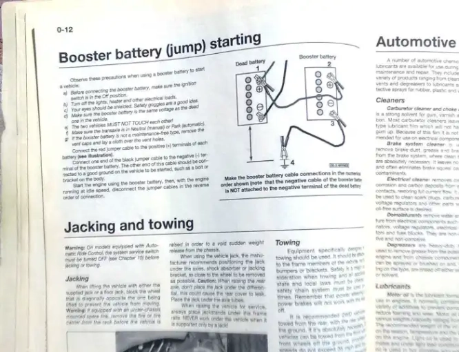 Follow the safety guidelines in your repair manual when jump-starting your vehicle.